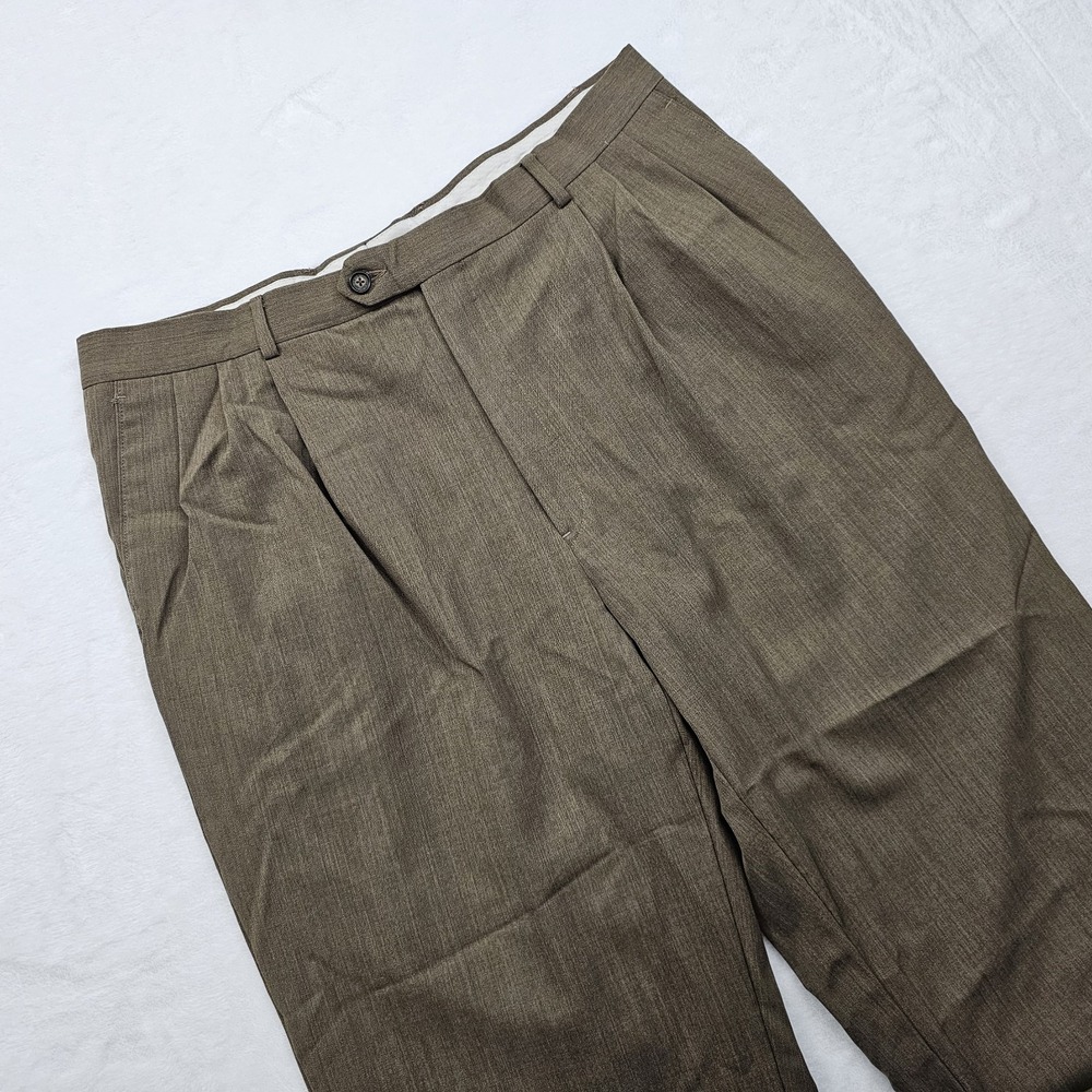 Pronto Uomo Men 38 Pleated Cuffed Hem Brown Slacks Trouser Pants Preppy Classic‎